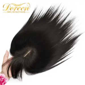 Doreen 13*13Cm 8" 12" 16" Topper Hair 130% Density Remy Human Hair Topper Wig Natural Color Black for Thin Hair