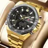 LIGE Dual Display Watches for Men Fashion Business Waterproof
