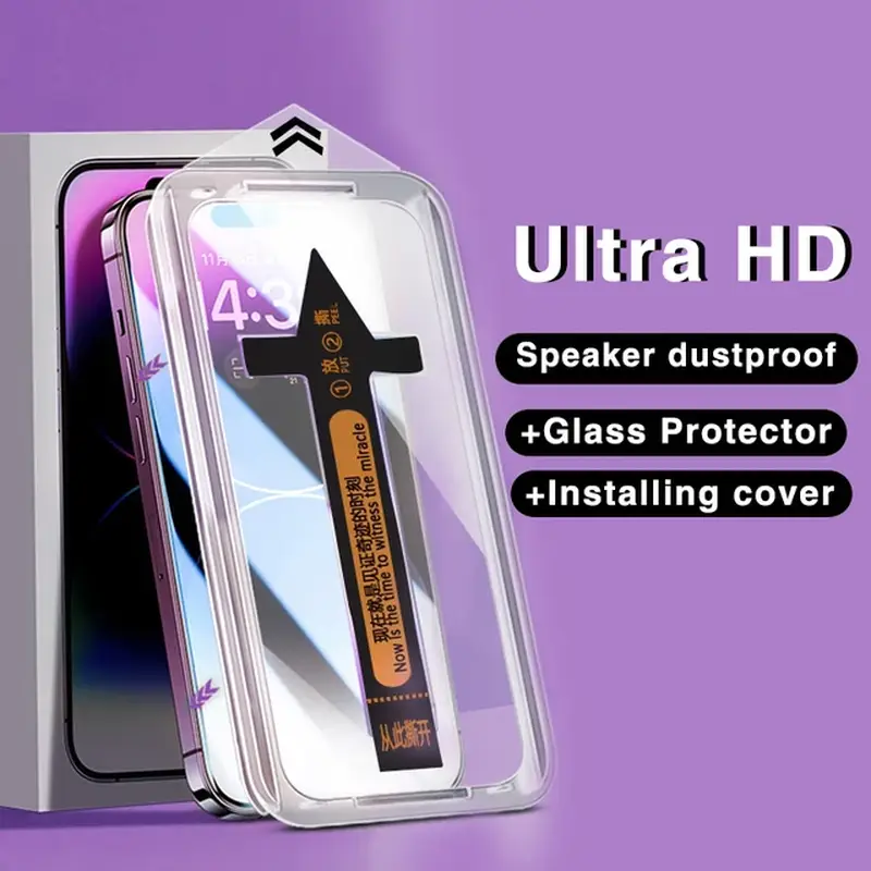 60D Explosion Proof Tempered Glass for  15 14 13 12 11 Pro Max XS X XR plus Screen Protector with Alignment Mounting Cover