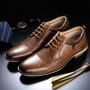 Business Shoes Lace-Up  Handmade Cow Leather Shoes