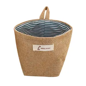 Creative Hanging Pocket Cotton Linen Foldable Storage Basket