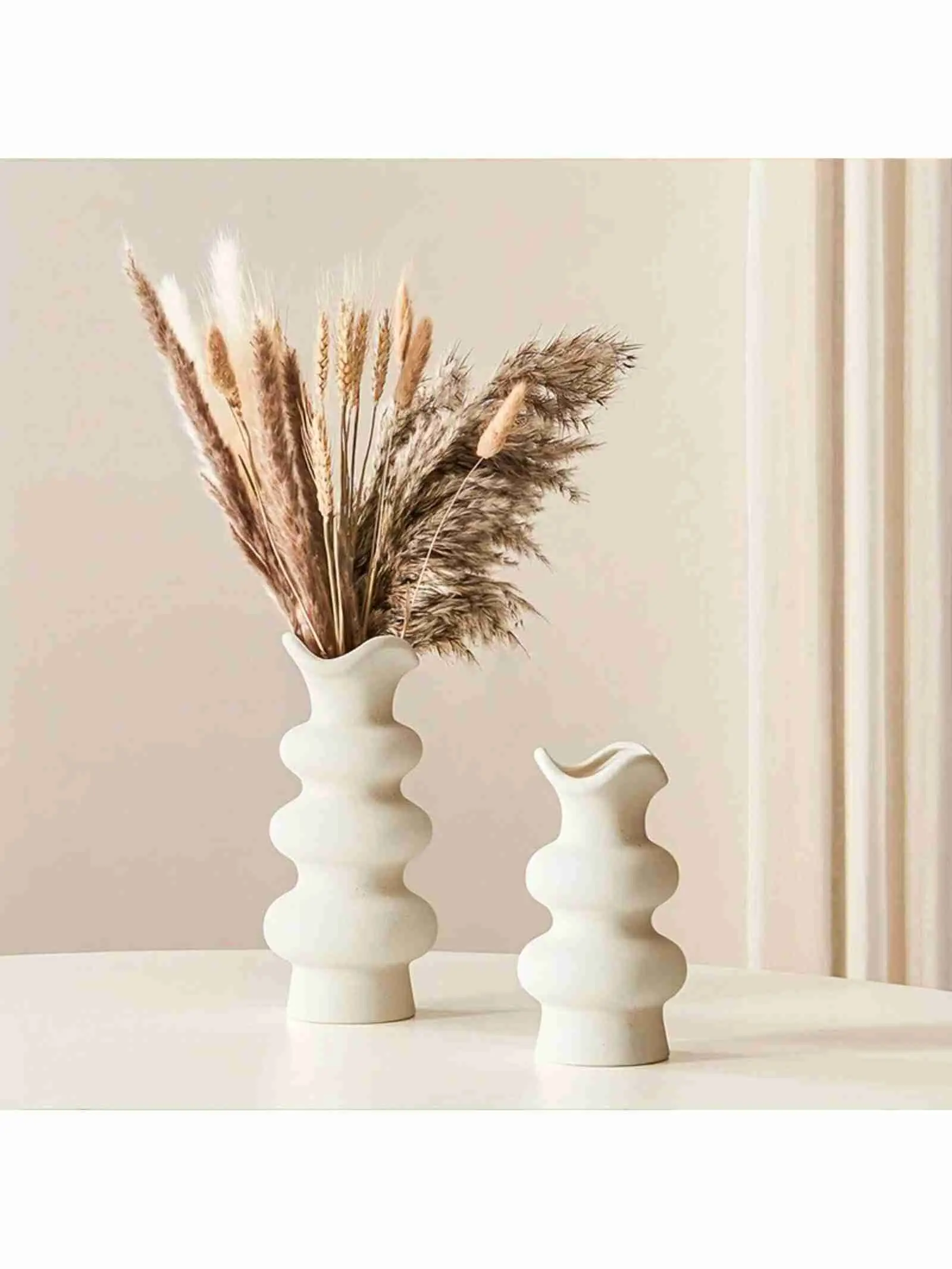 Modern Ceramic Vase – Boho Dried Flower Vase for Stylish Home Décor (1/2Pcs)
