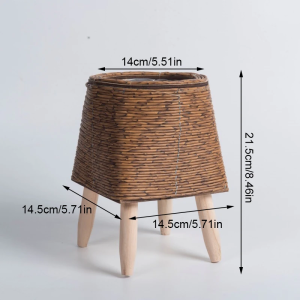 Nordic Imitation Rattan Flower Pot with Removable Legs – Woven Flower Basket Plant Stand