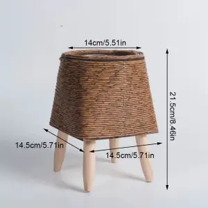 Nordic Imitation Rattan Flower Pot with Removable Legs – Woven Flower Basket Plant Stand