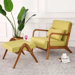 Modern Solid Wood Fabric Sofa Chair – Nordic Lazy Chair for Living Room & Bedroom