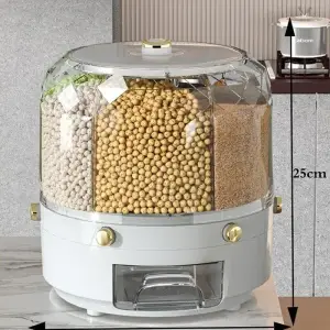 360° Rotating Rice Dispenser – Sealed Dry Food & Cereal Storage Container (9KG Capacity)