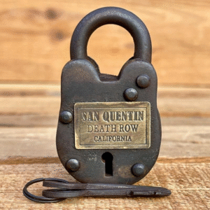 One of a kind San Quentin Death Row Reproduction Cast Iron Gate Lock with Keys, Hand-Antiqued Finish