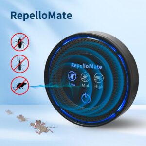 Repellomate Ultrasonic Pest Repeller Plug-In - 3 Adjustable Modes for Mice Rats Spiders Ants Roaches Mosquitoes Bugs - Chemical-Free Eco-Friendly Device for Indoor Use