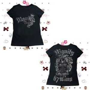 Skulls Clothing Female Graphic Tees Y2K Woman Clothes for Women Kawaii Goth Trashy Y2K 2000S Tops 90S Vintage Clothes Emo Gothic